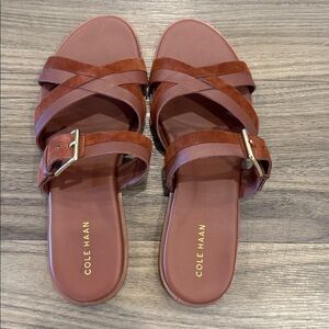 Cole Haan Women's Rust Brown Adjustable Buckle Sandals suede accents size 7